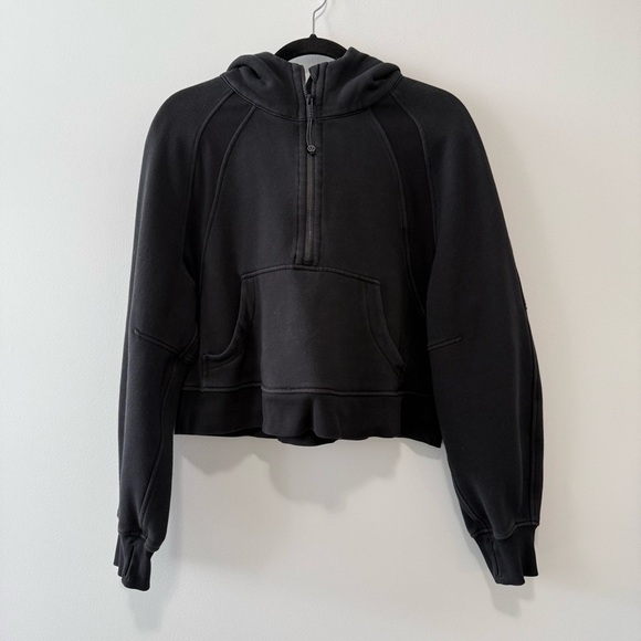 Lululemon Scuba Oversized Half-Zip Hoodie Black Cotton Fleece Sz M/L - Picture 3 of 15